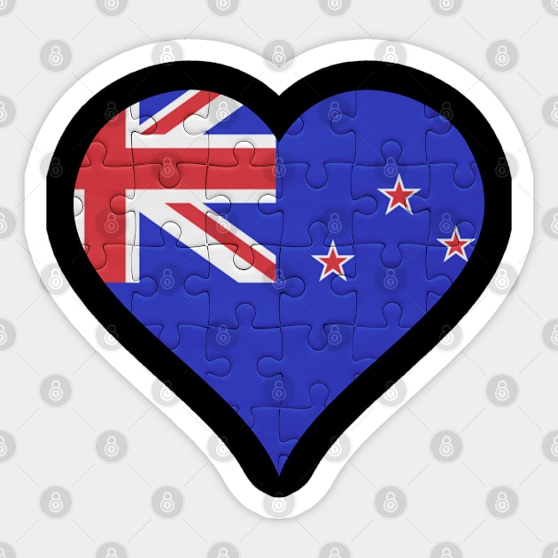 New Zealander Jigsaw Puzzle Heart Design - Gift for New Zealander With New Zealand Roots Sticker by Country Flags